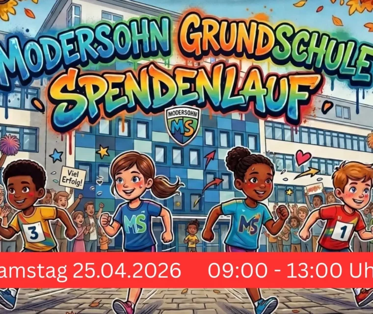 Plakat zum Sponsorenlauf der Modersohn-Grundschule am 25. April 2026